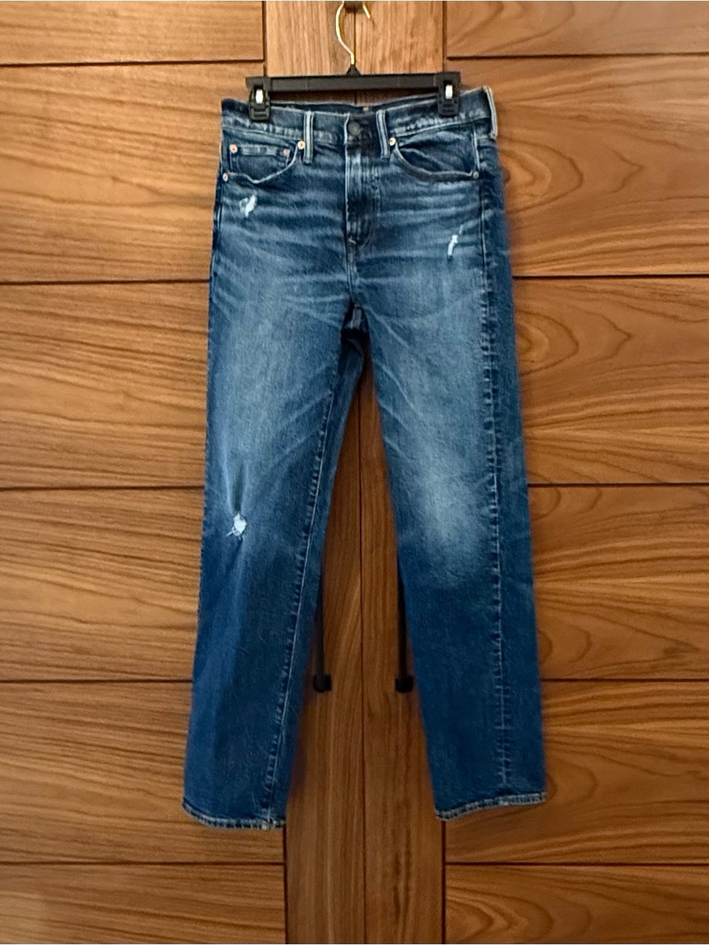 American Eagle Outfitters Relaxed Straight Dark Wash Distressed Mens Jeans 28X34